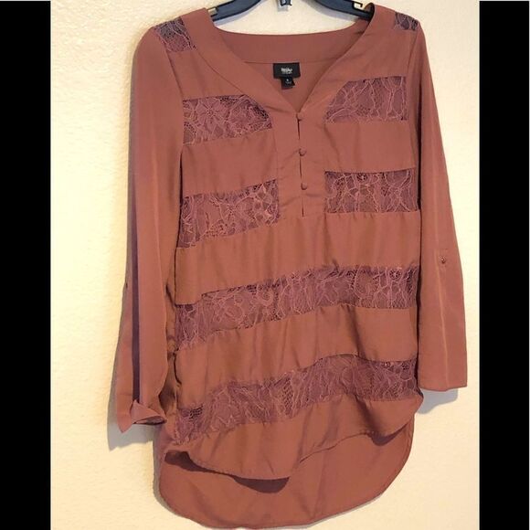Mossimo Women’s Long Sleeved Blouse In Mauve Size Small - Picture 1 of 8
